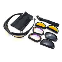 Biker  Goggles Sunglasses Padded Frame With 4pair Lenses 